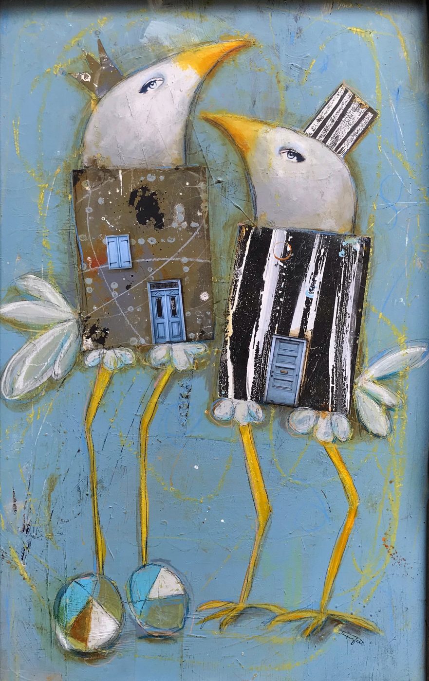 Birdie Houses — Paper Print by Jacqui Fehl