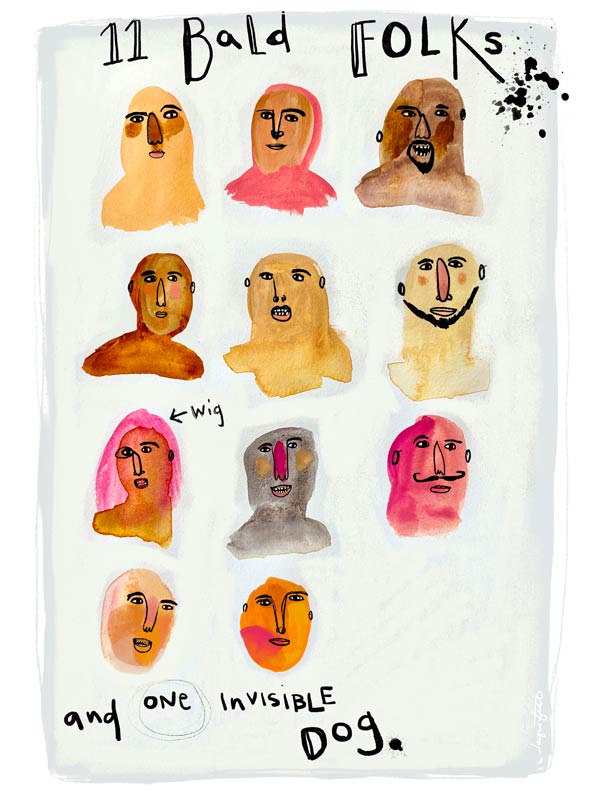 11 Bald Folks — Paper Print by Jacqui Fehl